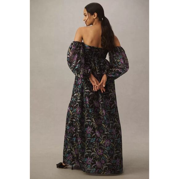 BHLDN Alissa Off-The-Shoulder Organza Maxi Dress Small - Picture 3 of 4